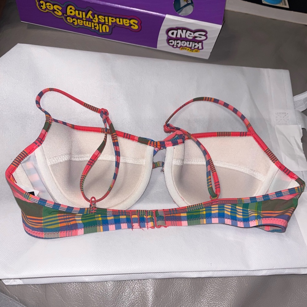 J. Crew Plaid Madras Demi Swim Bra Bikini Top 34B - Picture 3 of 8